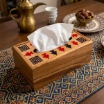 Embroidery Olive Wood Tissue Box | Rectangular