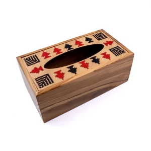 Embroidery Olive Wood Tissue Box | Rectangular