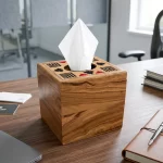 Embroidery Olive Wood Tissue Box | Square