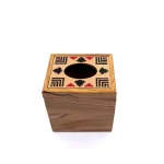 Embroidery Olive Wood Tissue Box | Square