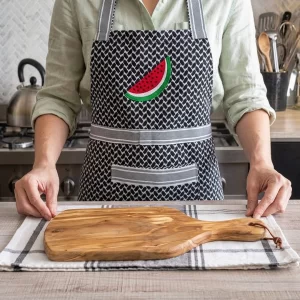 Kuffiyeh Apron with Watermelon Logo X Olive wood Chopping Board